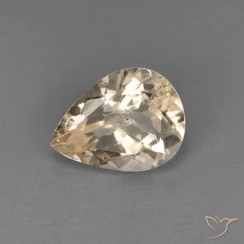 0.98ct Naturale Light Neutral Orange Morganite, Forma a pera, VS