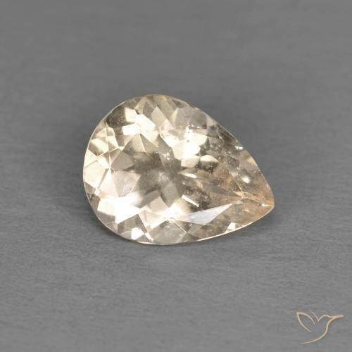 Morganite Light Neutral Orange naturale da 0.89 ct, Forma a pera, VS