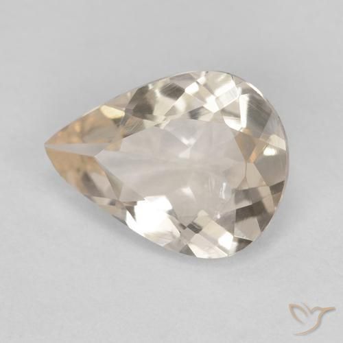 Morganite Light Neutral Orange naturale da 0.75 ct, Forma a pera, VVS-VS