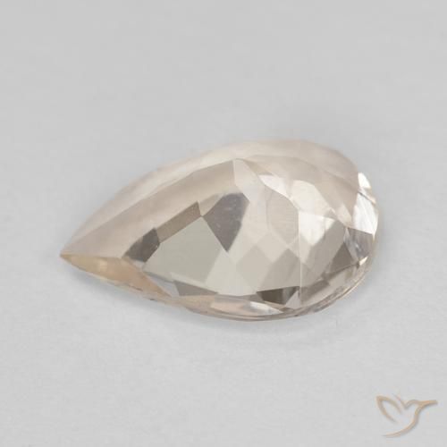 Morganite Light Neutral Orange naturale da 0.75 ct, Forma a pera, VVS-VS