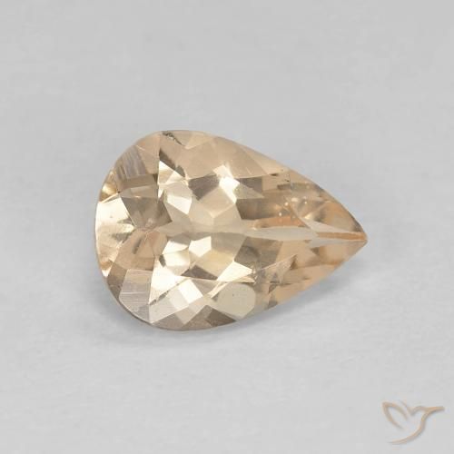 0.85ct Naturale Light Neutral Orange Morganite, Forma a pera, VS