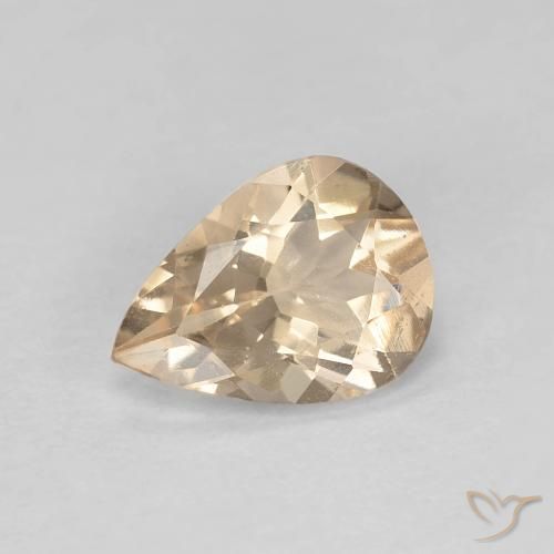 Morganite Light Neutral Orange naturale da 0.85 ct, Forma a pera, VS