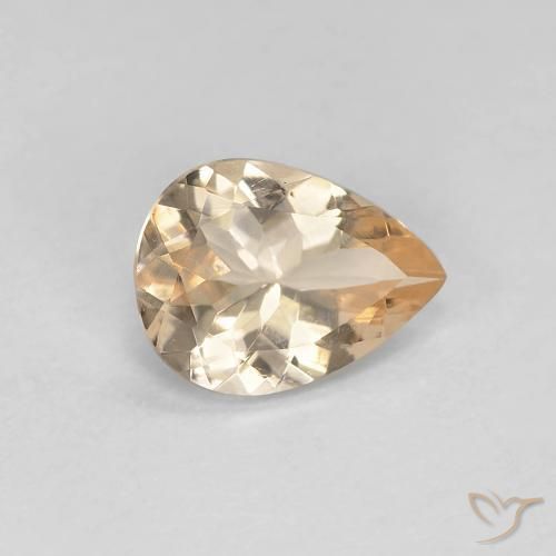 0.74ct Naturale Light Neutral Orange Morganite, Forma a pera, VVS-VS