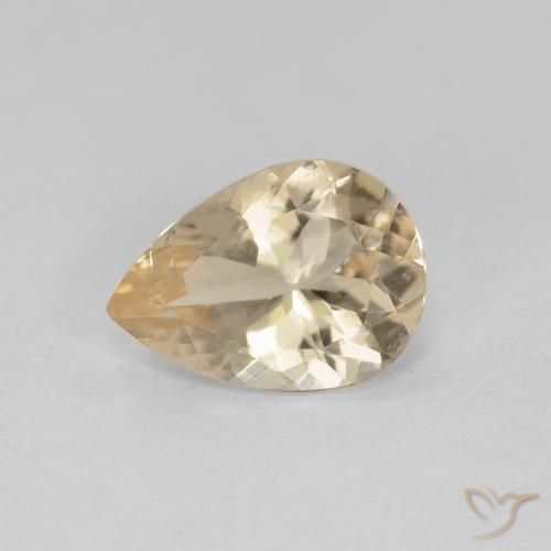 0.76ct Naturale Dorato chiaro Morganite, Forma a pera, VVS-VS