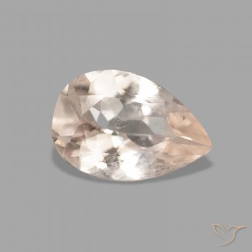 Morganite Rosa salmone naturale da 0.66 ct, Forma a pera, VVS