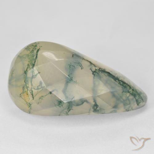 19.03ct Naturale Verde chiaro Agata muschiata, Taglio a fantasia, Traslucido
