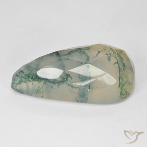 Agata muschiata Verde chiaro naturale da 19.03 ct, Taglio a fantasia, Traslucido