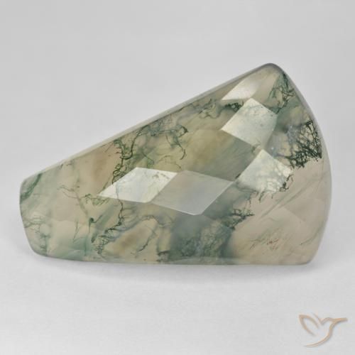 39.72ct Naturale Verde chiaro Agata muschiata, Taglio a baguette, Traslucido