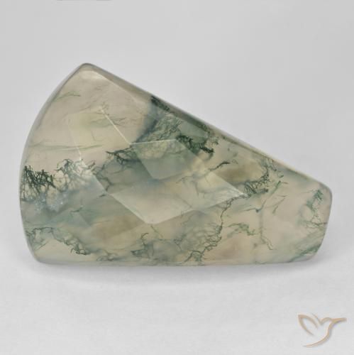 Agata muschiata Verde chiaro naturale da 39.72 ct, Taglio a baguette, Traslucido