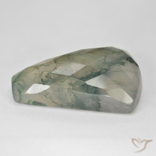 Agata muschiata Verde chiaro naturale da 39.72 ct, Taglio a baguette, Traslucido