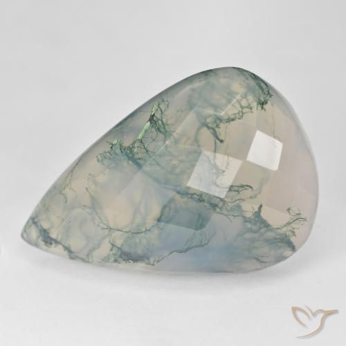 38.73ct Naturale Verde chiaro Agata muschiata, Forma a pera, Traslucido