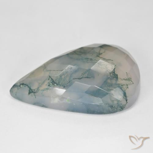 Agata muschiata Verde chiaro naturale da 38.73 ct, Forma a pera, Traslucido