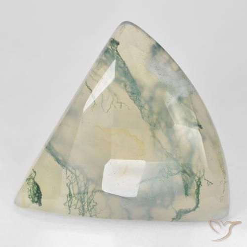 Agata muschiata naturale verde da 26,18 ct, trillion, traslucido