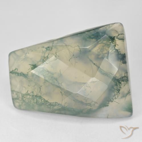 38.30ct Naturale Verde chiaro Agata muschiata, Taglio a baguette, Traslucido