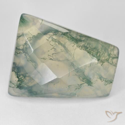 Agata muschiata Verde chiaro naturale da 38.30 ct, Taglio a baguette, Traslucido