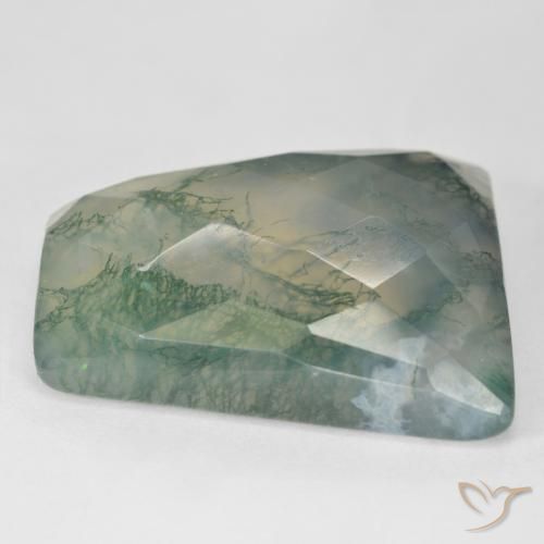 Agata muschiata Verde chiaro naturale da 38.30 ct, Taglio a baguette, Traslucido