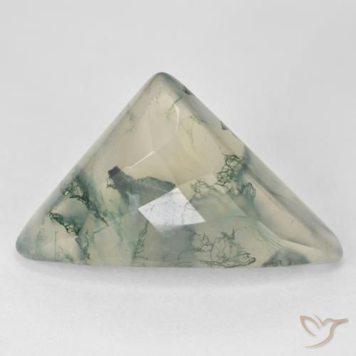 17.68ct Naturale Verde chiaro Agata muschiata, Taglio trillion, Traslucido