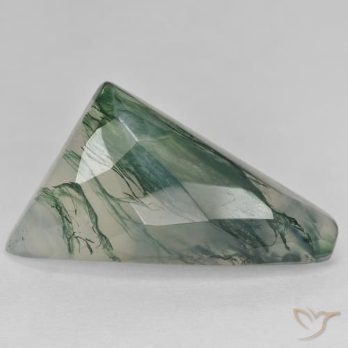 Agata muschiata naturale verde da 23,60 ct, forma fantasia, traslucido