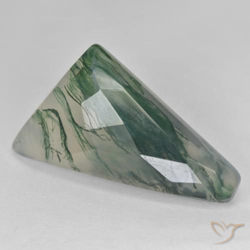 Agata muschiata naturale verde da 23,60 ct, forma fantasia, traslucido