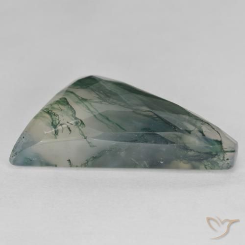 Agata muschiata naturale verde da 23,60 ct, forma fantasia, traslucido