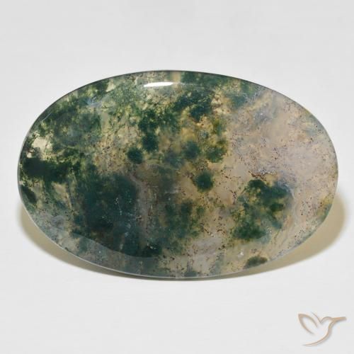 52.44ct Naturale Multicolore Agata muschiata, Ovale, Traslucido
