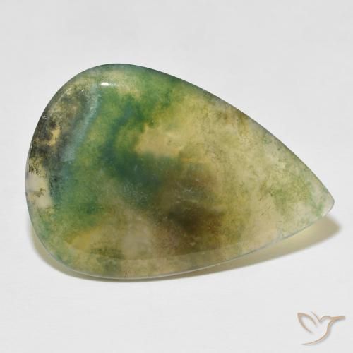 34.42ct Naturale Multicolore Agata muschiata, Forma a pera, Traslucido