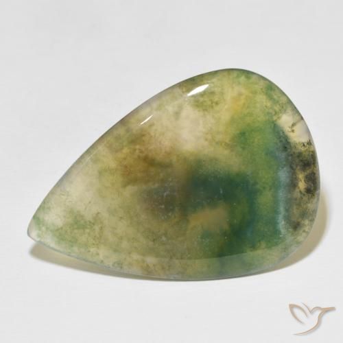 Agata muschiata Multicolore naturale da 34.42 ct, Forma a pera, Traslucido