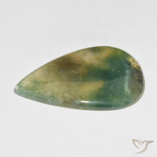 Agata muschiata Multicolore naturale da 34.42 ct, Forma a pera, Traslucido
