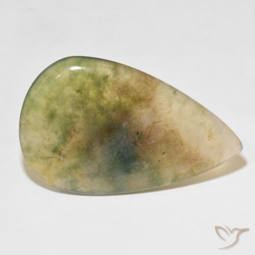 Agata muschiata Multicolore naturale da 39.08 ct, Forma a pera, Traslucido
