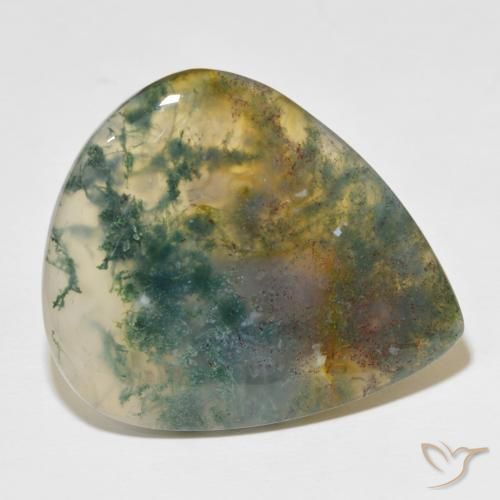 Agata muschiata Multicolore naturale da 49.60 ct, Forma a pera, Traslucido