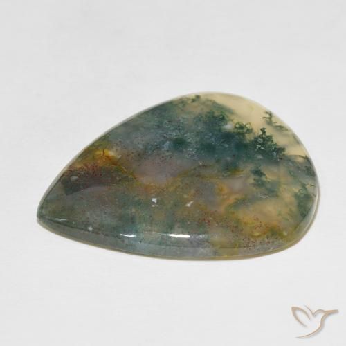 Agata muschiata Multicolore naturale da 49.60 ct, Forma a pera, Traslucido