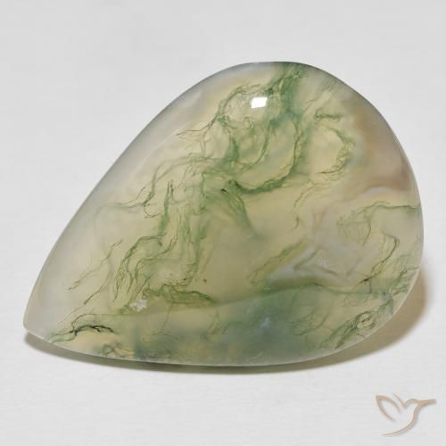29.52ct Naturale Multicolore Agata muschiata, Forma a pera, Opaco