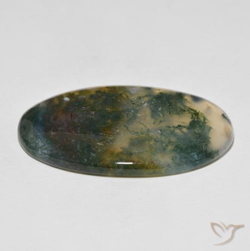 Agata muschiata naturale multicolore da 47,03 ct, taglio ovale, opaco
