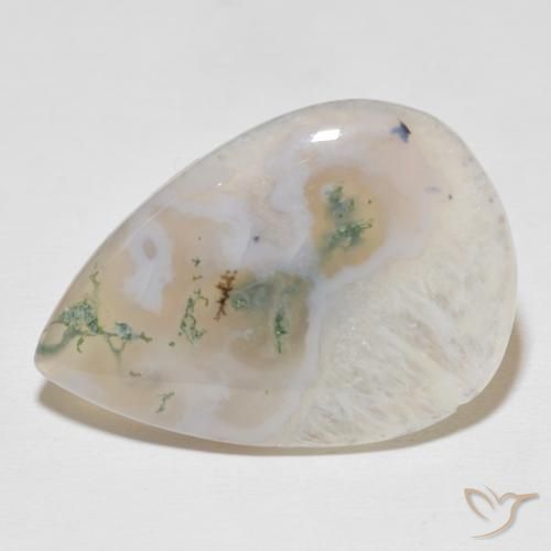 30.59ct Naturale Multicolore Agata muschiata, Forma a pera, Traslucido