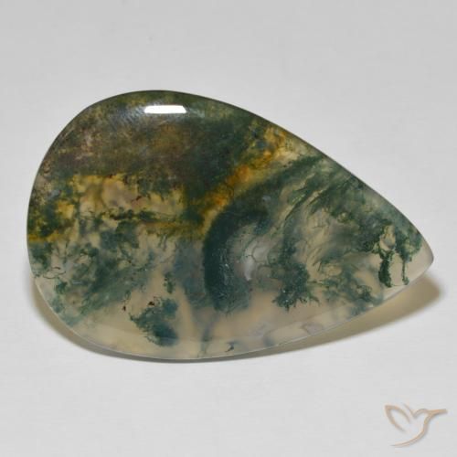 Agata muschiata Multicolore naturale da 73.43 ct, Forma a pera, Opaco
