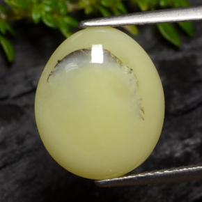 Opale muschioso Giallo crema naturale da 4.25 ct, Taglio ovale, Traslucido