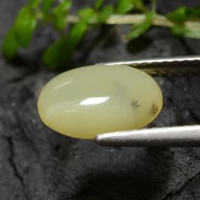Opale muschioso Giallo crema naturale da 1.93 ct, Taglio ovale, Traslucido