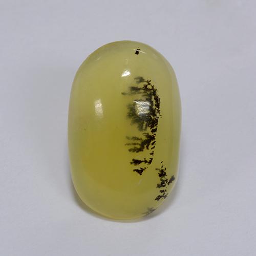 Opale muschiata dendrite gialla naturale da 3,98 ct, taglio ovale, traslucido