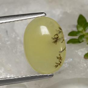 Opale muschioso Dendrite gialla naturale da 2.39 ct, Taglio ovale, Traslucido