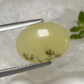 Opale muschioso Dendrite gialla naturale da 2.39 ct, Taglio ovale, Traslucido
