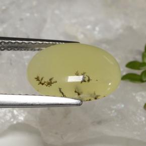 Opale muschioso Dendrite gialla naturale da 2.39 ct, Taglio ovale, Traslucido