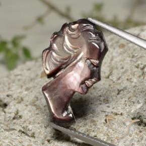 Madreperla Grigio fumo naturale da 3.90 ct, Taglio a fantasia, Opaco