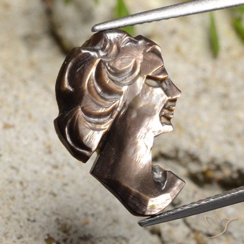3.65ct Naturale Grigio fumo Madreperla, Taglio a fantasia, Opaco