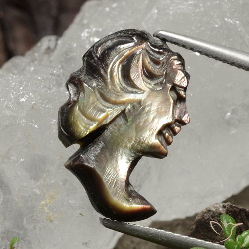 6.15ct Naturale Grigio fumo Madreperla, Taglio a fantasia, Opaco