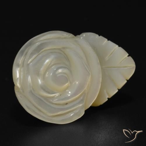 17.50ct Naturale bianco perla Madreperla, Taglio a fiore, Opaco