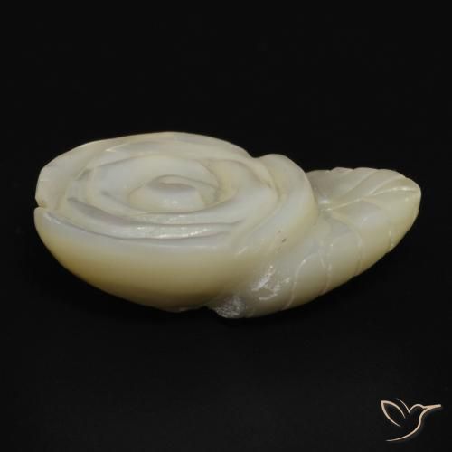 Madreperla bianco perla naturale da 17.50 ct, Taglio a fiore, Opaco