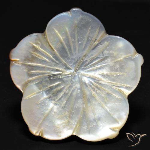 29.23ct Naturale Bianco Madreperla, Taglio a fiore, Opaco