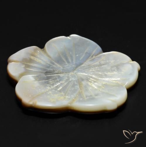 Madreperla Bianco naturale da 29.23 ct, Taglio a fiore, Opaco