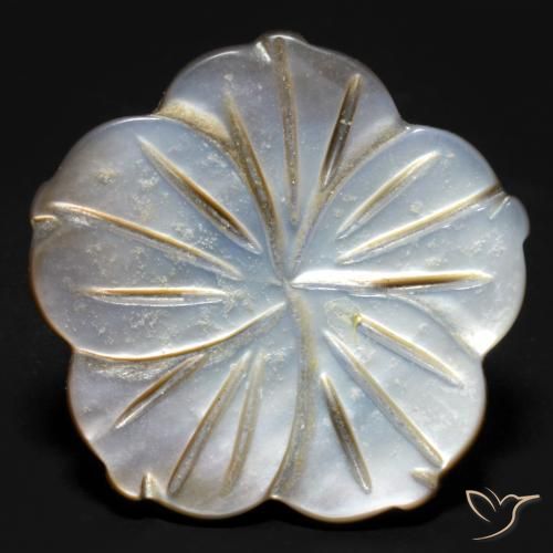 14.21ct Naturale Grigio fumo Madreperla, Taglio a fiore, Opaco