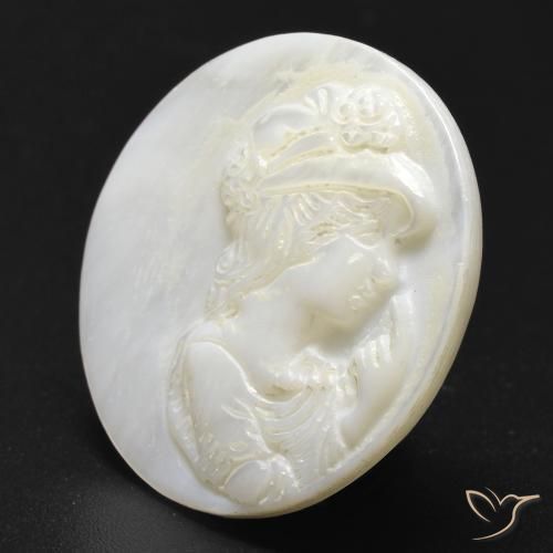 Madreperla Bianco caldo naturale da 13.32 ct, Rotondo, Opaco